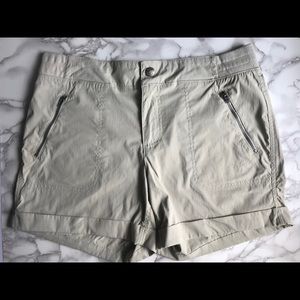 Tan mid-rise shorts
